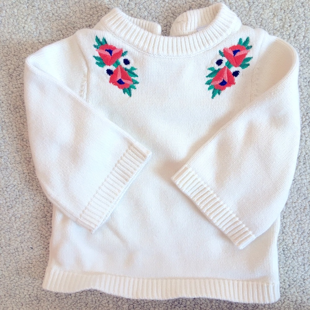 Janie & Jack: 2T cream sweater with floral detail